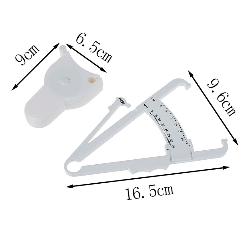 2 Piece Set White PVC Body Fat Caliper With A Measuring Tape