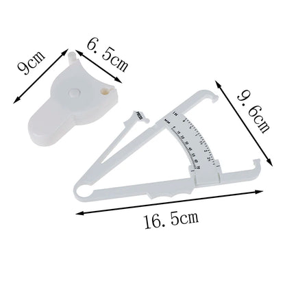 2 Piece Set White PVC Body Fat Caliper With A Measuring Tape