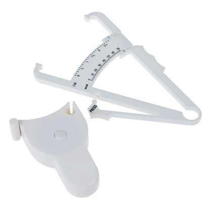 2 Piece Set White PVC Body Fat Caliper With A Measuring Tape