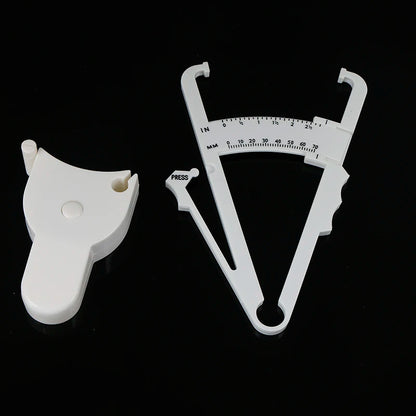 2 Piece Set White PVC Body Fat Caliper With A Measuring Tape