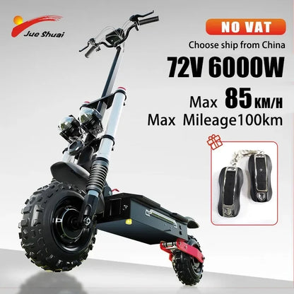 72V 6000W Dual Drive Foldable Electric Scooter