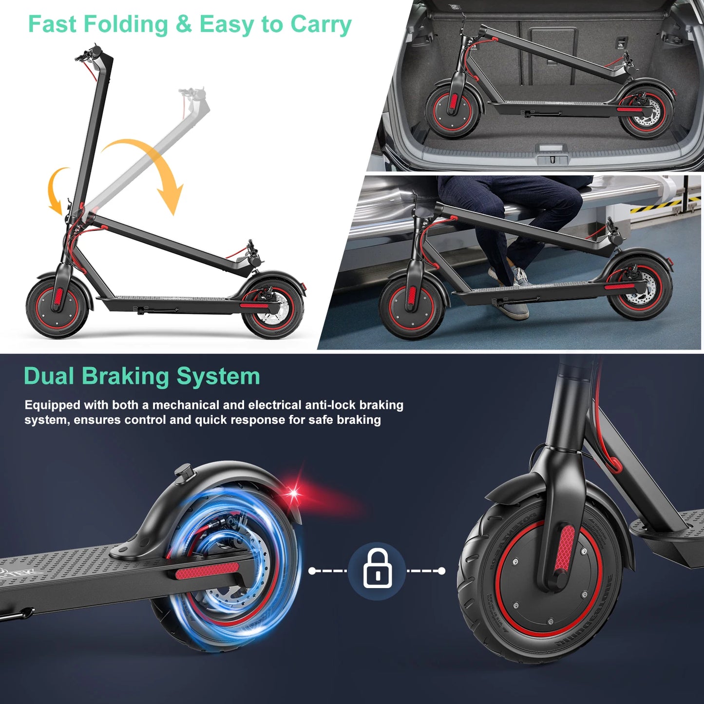 V10 Electric Scooter 500W 36V 15AH Battery APP Smart Adult Scooter Shock Absorption Anti-skid 33km/h Folding Electric Scooter